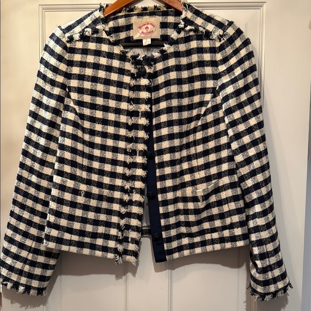 Brooks Brothers White and Blue Blazer Classic Gingham Design